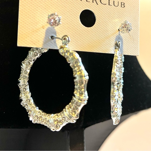 Charter Club Silver Hoop & Stud Earrings NEW - Picture 2 of 3